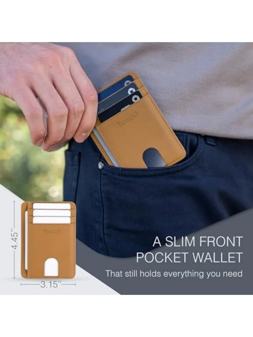 Slim Full Grain Leather Wallet - Minimalist Card Holder for Men & Women - Thin